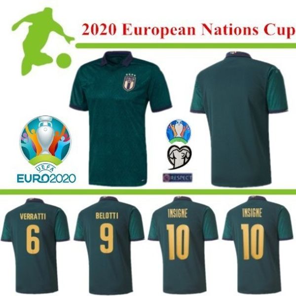 

man + kids 2019 2020 italy european cup soccer jersey 19 20 dark green chiellini el shaarawy bonucci insigne bernardeschi football shirts, Black;yellow
