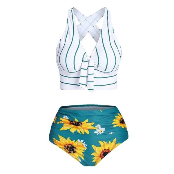 

women bikini two piece swimwear plus size flower padded bra bathing beach suit female beachwear biquini swimsuit fused tankini z, White