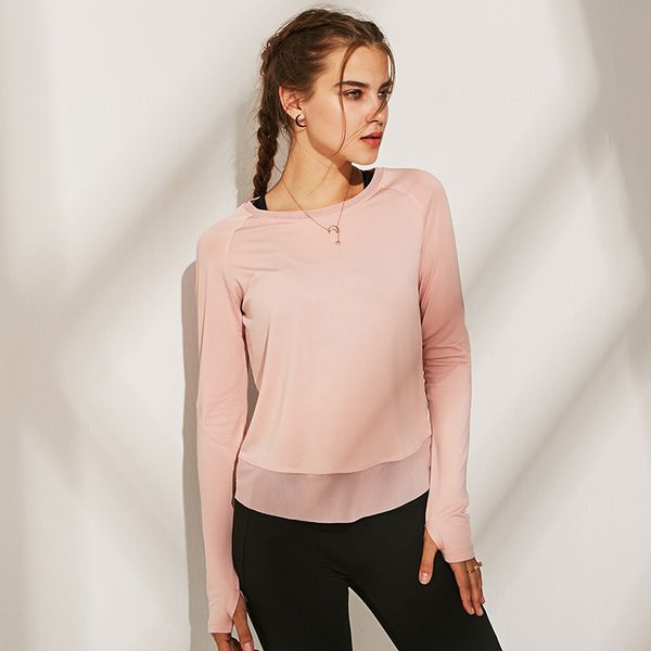 

sports for fitness for women loose long sleeve female t-shirt slim yoga running workout quick drying, White;red