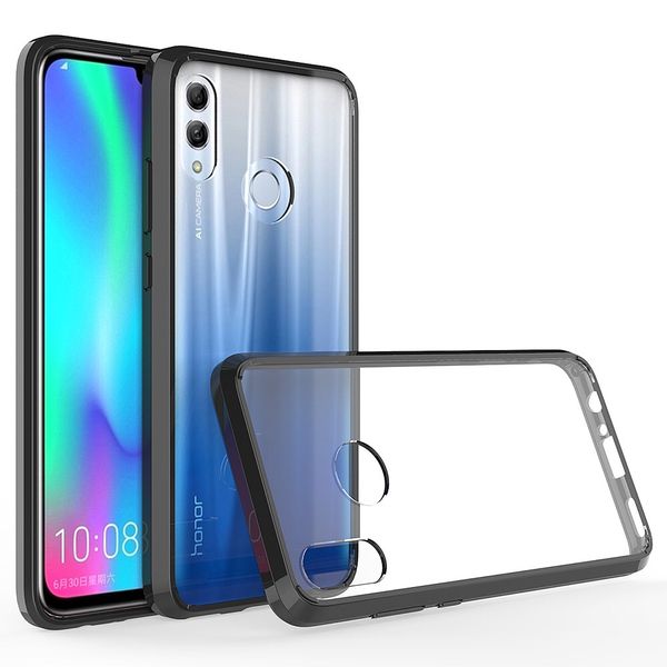 Absorção Crystal Clear Hard Cover caso de choque com TPU suave no vidro traseiro para Huawei Y7 2019 / Y6 Pro 2019 / Enjoy9 / P10 Lite / P9 Lite / P8 Lite / Lite P20