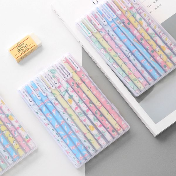 

10 pcs cartoon unicorn & flamingo color gel pen set happy day pens for writing stationery gift office school supplies a6450