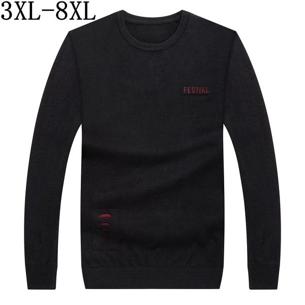 

plus size 8xl 6xl 2018 new business sweater men round neck casual mens knitted sweaters long sleeve pullover men, White;black