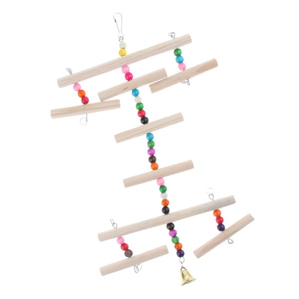 

parrot bird wooden ladder perch toys small beads varicolored