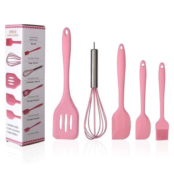 

sell baking kit food-grade silicone heat resistant scratch scraper oil brush spatula egg beater five-piece set