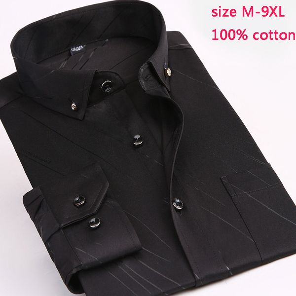 

men's dress shirts arrival balck fashion autumn comfortable casual 100% cotton men long sleeve plus size -5xl6xl7xl8xl9xl, White;black