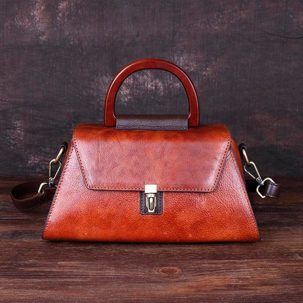 

retro female genuine leather tote messenger bag pouch real cowhide women single shoulder cross body lock bags