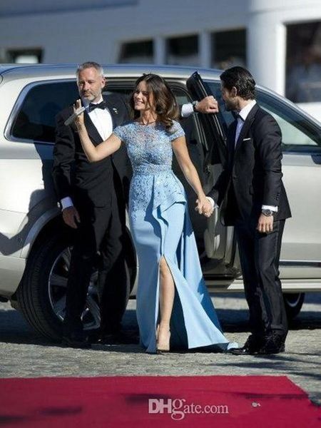 

2019 новая мода оболочка блестками бисером cap рукава платья выпускного вечера арабский прозрачный кружевной топ сплит вечерние платья zuhai, Black;red