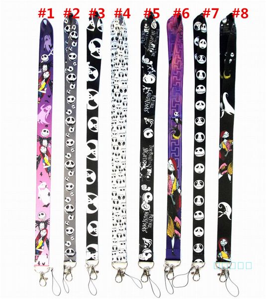 

creative cartoon the nightmare before christmas neck lanyards skull printed sling for cell phone id card keychains strap black ropes c102907, Pink;blue