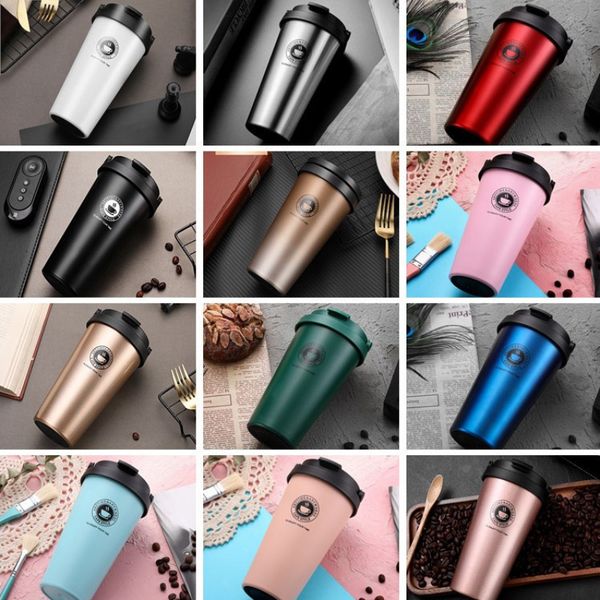 

500ml 304 stainless steel coffee cup portable lifting ring gradient color double vacuum coffee tumbler custom logo dropshipping t2701