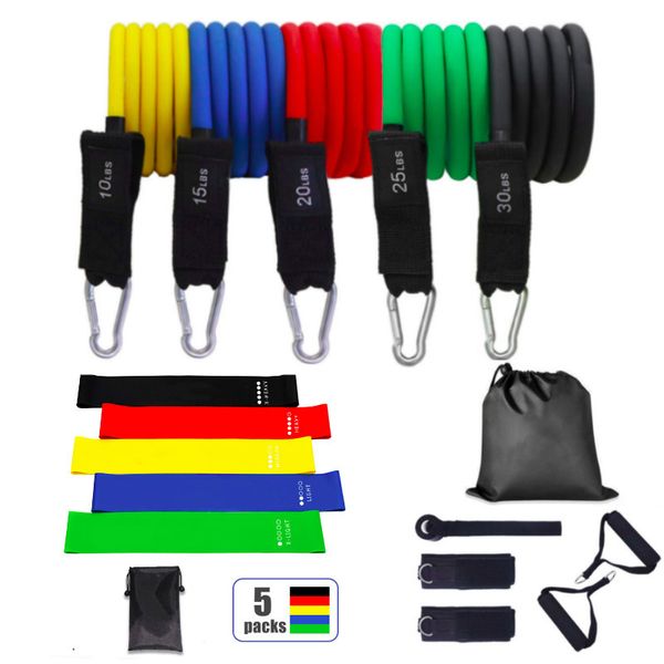 

17pcs resistance bands set - 5 pull up stackable exercise bands with handles, 5 loop resistance door anchor ankle straps