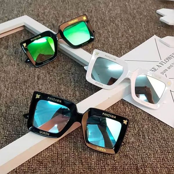 

children letter sunglasses 2020 new fashion square kids mirror sun glass boy girl square goggles baby travel glasses 6 colors optional uv400, White;black