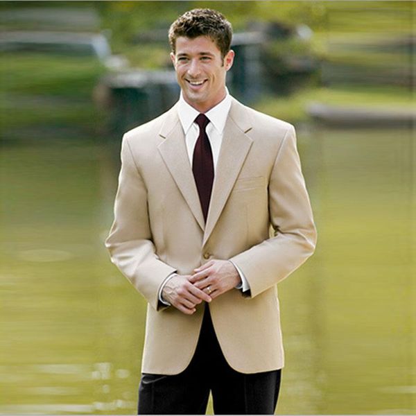 

classic design beige men wedding tuxedos notch lapel groom tuxedos popular men blazer 2 piece suit prom/dinner jacket(jacket+pants+tie) 2161, Black;gray