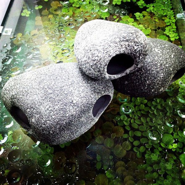 

cichlid stone aquarium fish tank pond ornament decoration shrimp breeding rock cave ceramic stones home decoration sale