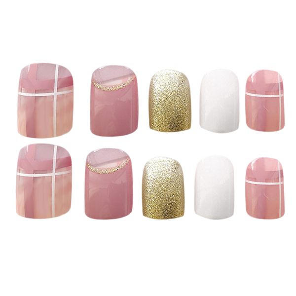 

newly 24 pcs elegant pink white gold nail art stickers french style waterproof nail art patch ctn88, Black