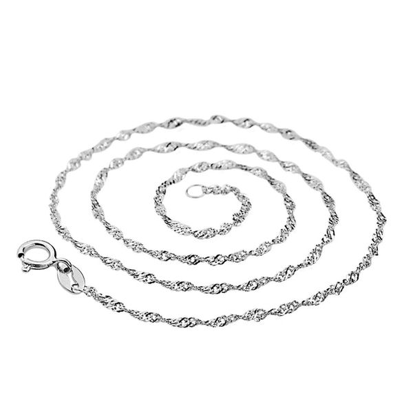 

16/18/20/22/24inch shiny women water wave choker necklace thin chain jewelry, Silver