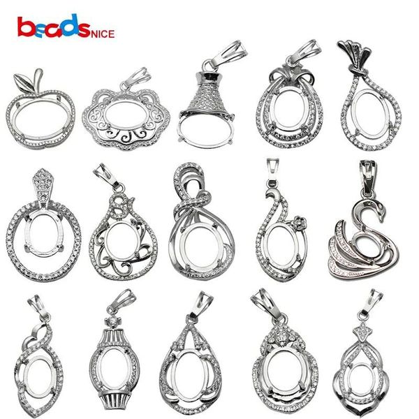 

beadsnice oval pendant tray 925 sterling silver blank pendant cabochon setting handmade necklace pendants for women id34064