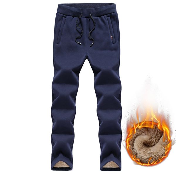 

mrmt 2019 brand winter men's trousers thickened plush pants for male warm wind-proof leisure trouser, Black
