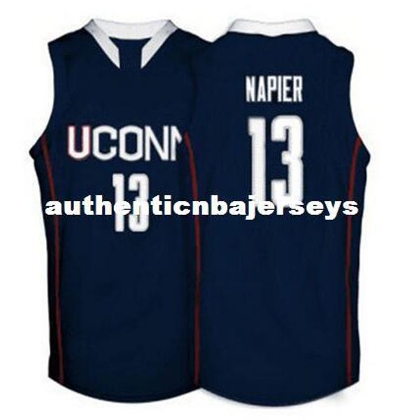 

custom connecticut huskies # 13 shabazz napier basketball jerseys formals white navy blue embroidery stitched custom any size name, Black;blue