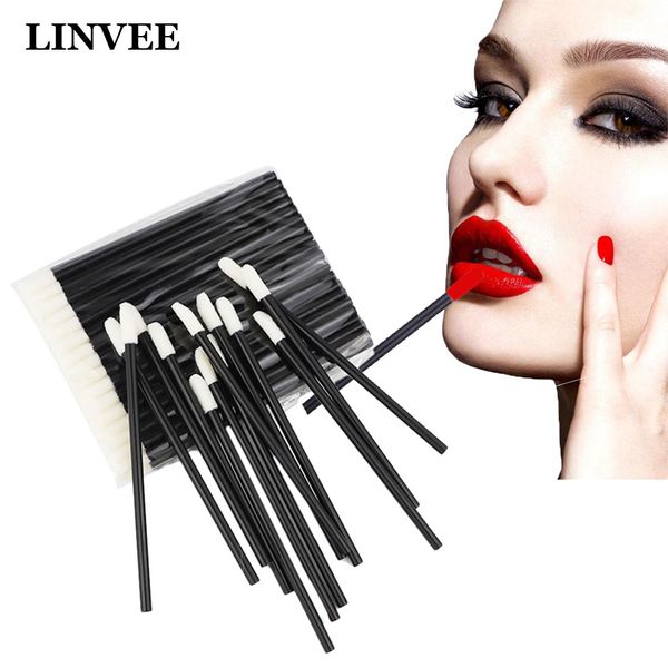 

lip brush pen 100 pcs lipstick glossy wands pen portable disposable no lint makeup brush cotton swab lipstick accessories