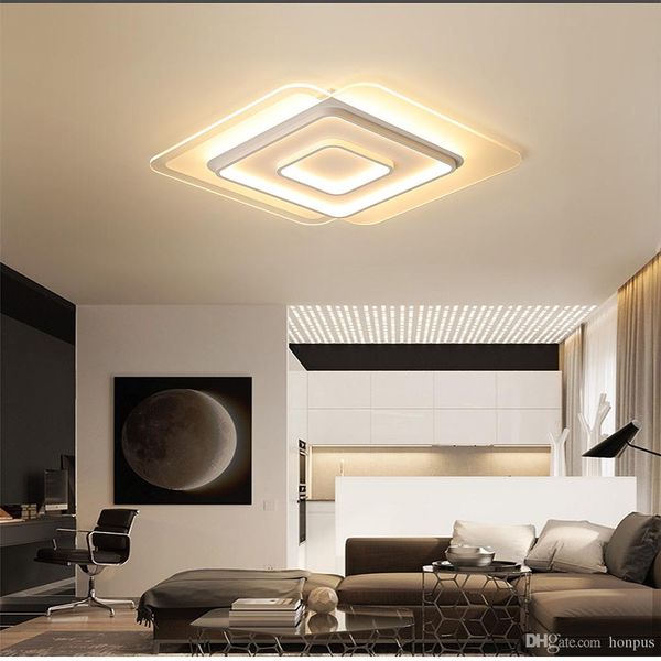 

led ceiling lamp rectangular ultra-thin acrylic home warm fashion bedroom living room indoor lighting ceiling light rc dimmable led pendant