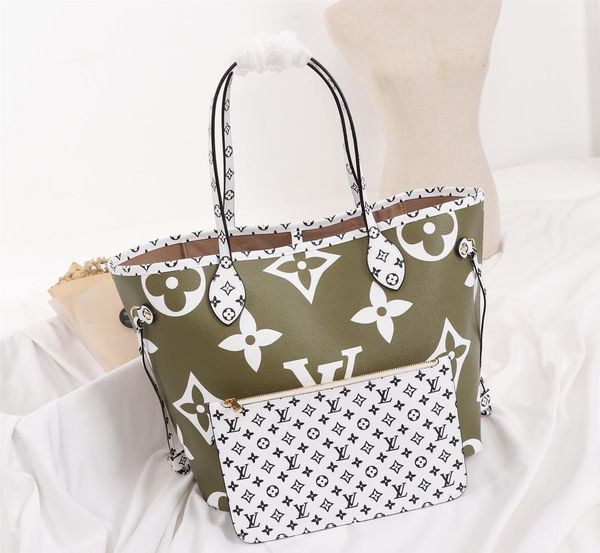 

Genuine leather de igner luxury handbag pur e l letter neverfull leather handbag white printing pur e women de igner bag with erial num