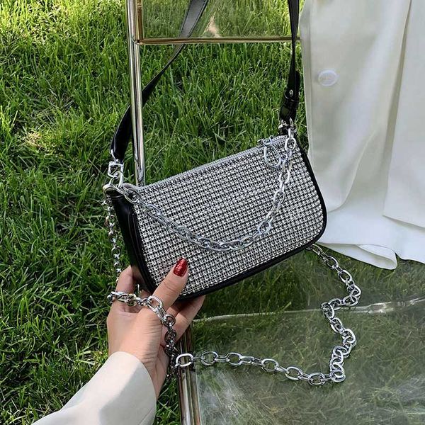 

french design fashion diamond underarm bag & elegant chain square bag handbag shoulder crossbody width 21cm height 10cm