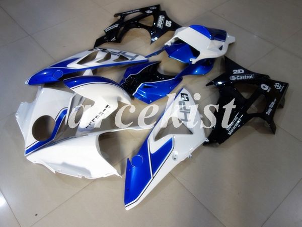 

new abs motorcycle fairings kit fit for bmw s1000rr 2009 2010 2011 2012 2013 2014 hp4 09 10 11 12 13 14 bodywork set custom blue white light