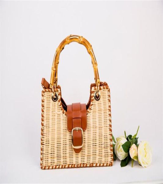

2020 new beach rattan bag women's elegant leather tote bag