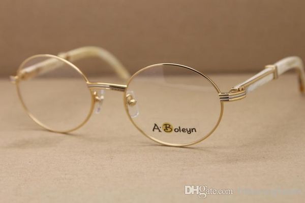 

womens glasses brand designer round 7550178 white buffalo horn eyeglasses computer glasses outdoors driving glasses size:55-22-135mm, Silver