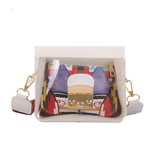 

2019 women 's wild messenger bag transparent jelly bag shoulder pu leather #t2