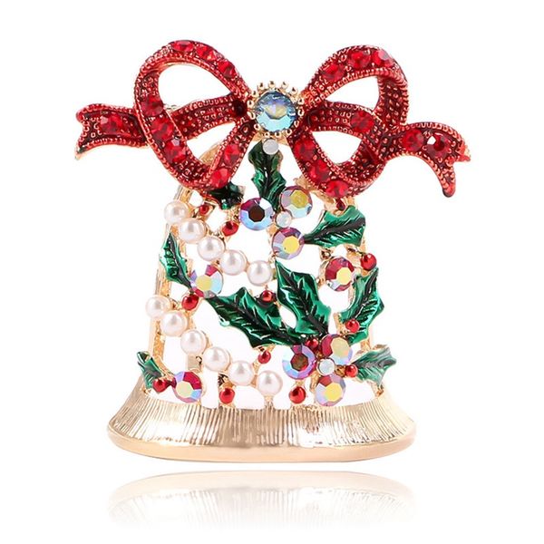 

cute rhinestone bell brooches for women trendy christmas creative pins bow accessories dress coat jewelry, Gray