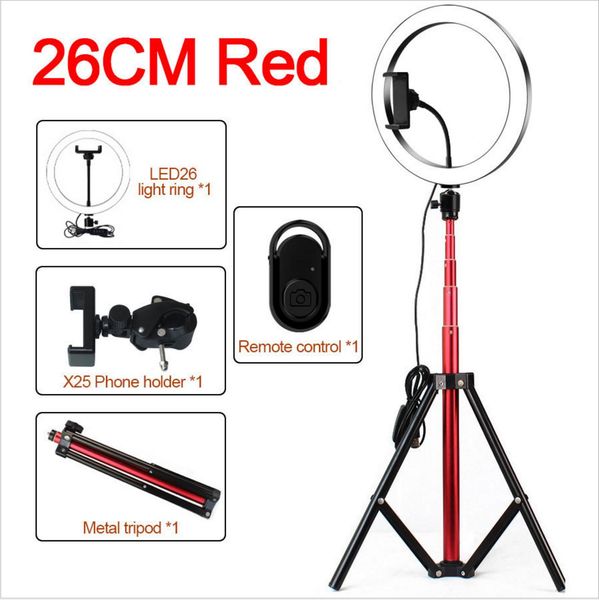

Ring Light with Selfie Tripod Stand & Cellphone Holder for Video Makeup,Camera Photography,10inch Led Lamp Ringlight for Recording,red