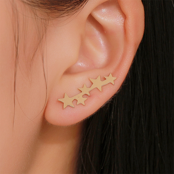 

star shape earcuffs clip on earrings wrap ear hook clip earrings ear cuff piercing climbers jewelry brincos for women, Silver