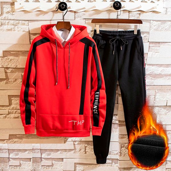 

men's autumn print zipper sweatshirt hooded pants sets sports suit tracksuit, White;black