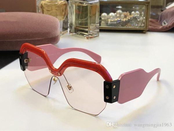 

smu 09s sunglasses luxury women brand designer popular fashion square big half frame sunglasses fashion women style come with pink case, White;black