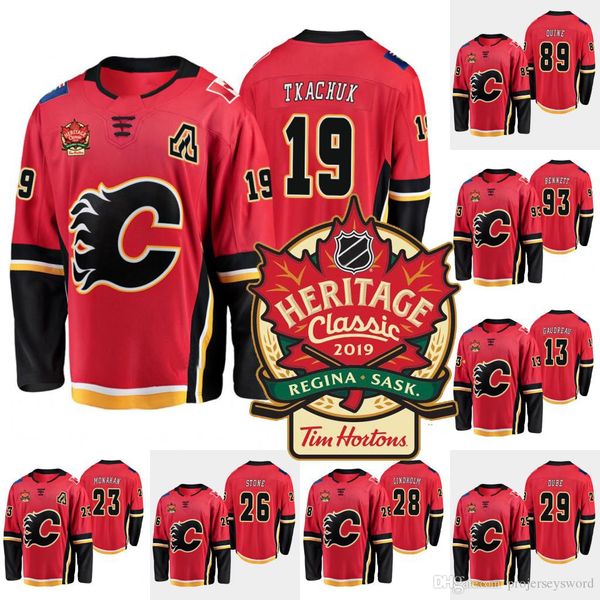 

Calgary Flames Matthew Tkachuk 2019 Heritage Classic Jersey Johnny Gaudrea Sean Monahan Dillon Dub Jon Gillies Alan Quine Sam Bennett Jersey