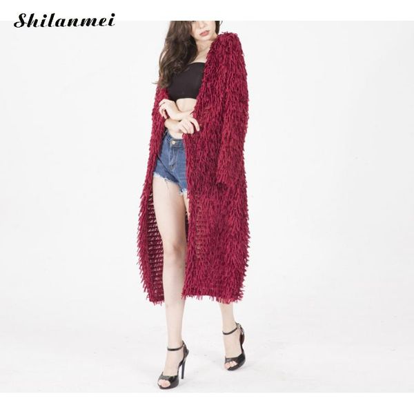 

women long sleeve cardigan sweater 2019 autumn long cardigan female winter knitted wine red streetwear cardigans for women, White