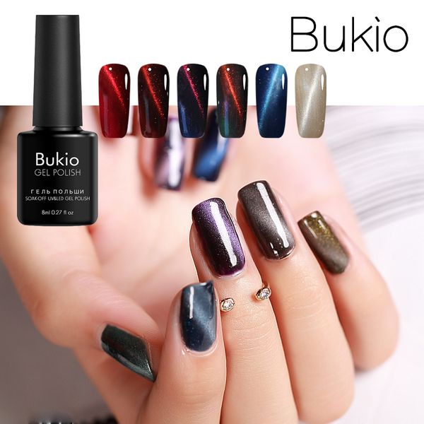 

bukio nail gel polish 3d cat eye effect uv gel nail polish soak off 8ml colors chameleon magnetic varnishes manicure lacquer, Red;pink