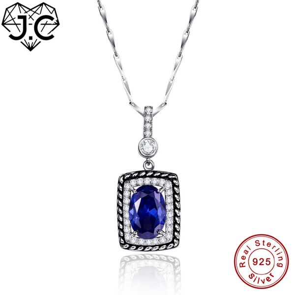 

j.c women vintage design pendant ruby & sapphire blue z solid 925 sterling silver necklace fine jewelry for girlfriend