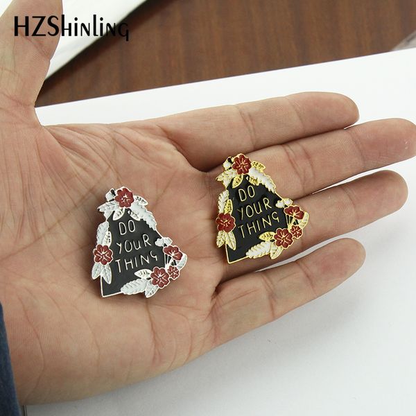 

2019 new do your thing enamel pin badge flower trees brooch silver gold brooches men women clothing accessories en0018, Gray