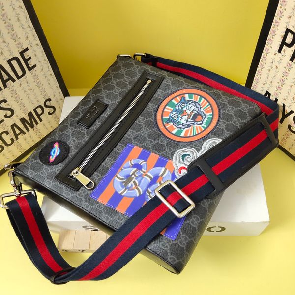 

classic embroidery shoulder bags for men luxury real leather pvc designer handbags ladies messenger bag for man size 27/28.5/4.5cm