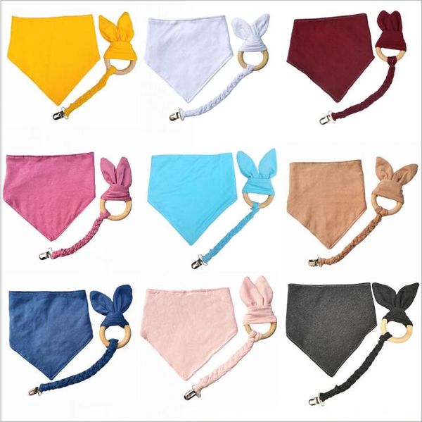 

baby bibs burp cloths molars ring nipple chain infant bandana pacifier rabbit ear saliva bibs solid cotton scarves kids pinafore bibs b7561