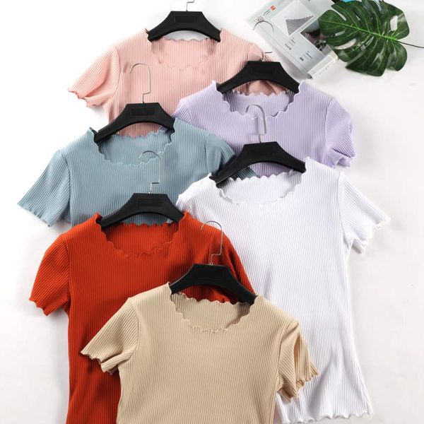 

pantalon ruched o neck tshirt women knit short sleevet-shirts knitted ruffles cotton tshirt vintage white camisetas mujer