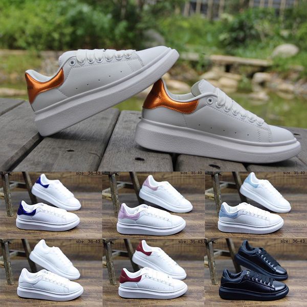 

2019 Fashion Women Running Designer Sneakers White Men Leather Platform Shoes Flat Casual Party Wedding Shoes Trainers Size us 5-10