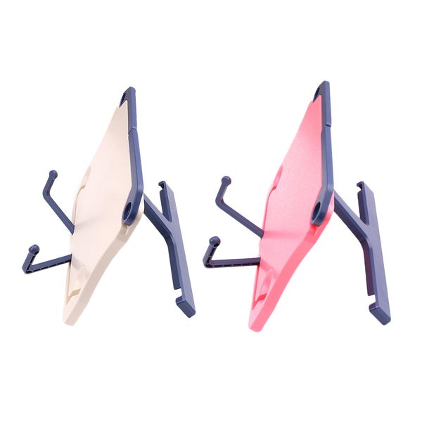 

2x portable reading book stand music stand adjustable holder rack white+pink
