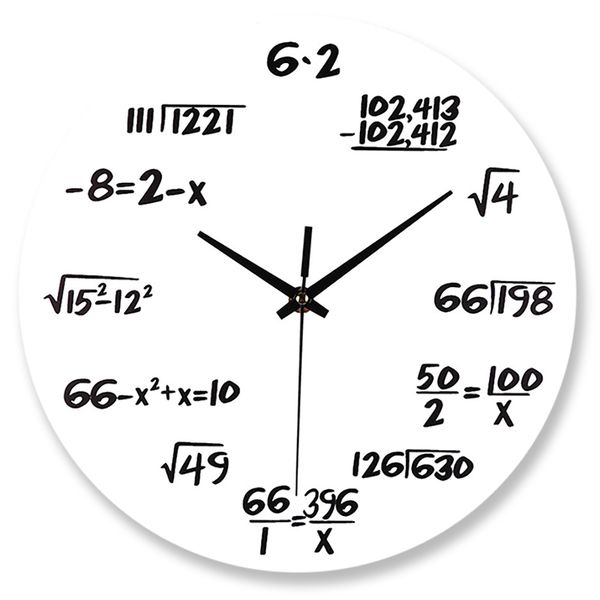 

white large wall clock mathematics silent math equations polytechnic digital wall clock