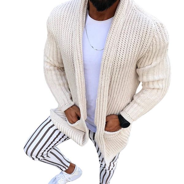 

winter clothes warm sweater coat pockets casual three-dimensional pattern long sleeve men sweatercoat cardigan autumn knitted sweater, White;black