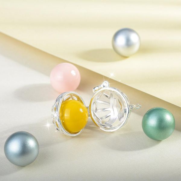 

36 colors 20mm jingle party bell women belly jewelry wholesale chime bola pendant mexican bola baby angel caller chime ball 1pcs, Silver