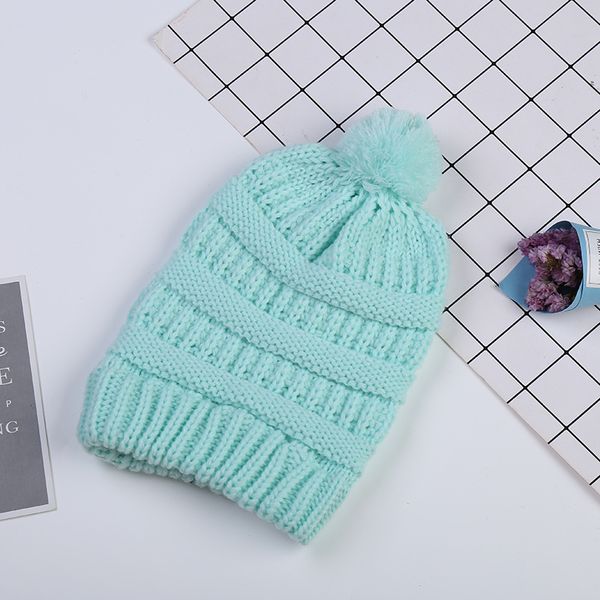 

2019 for winter 6colors can choose kids pompom ball cap fashion children winter warm knit hat soft ball beanie cap outdoor ski hat wool cap, Yellow