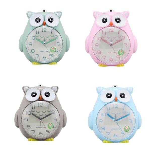

creative cute cartoon owl alarm clock with night light bedside silent bedroom